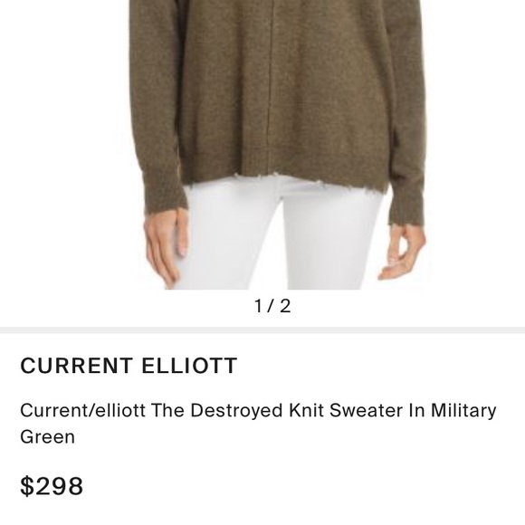 NWOT Current Elliot cashmere blend distressed sweater - Picture 3 of 9